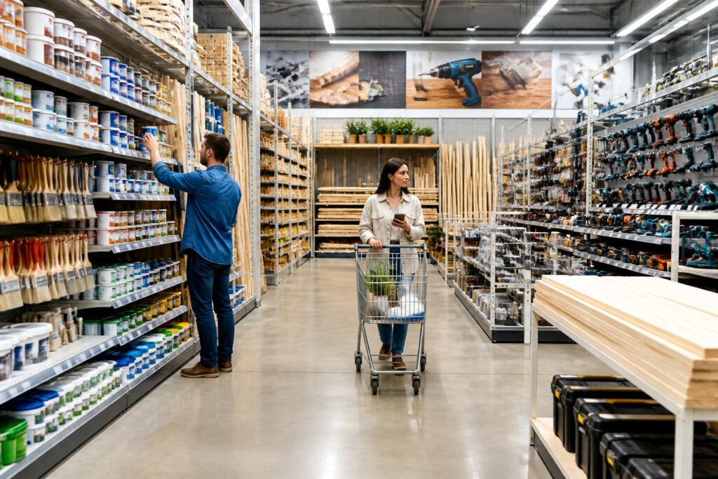 Magasin de bricolage moderne et bien achalande